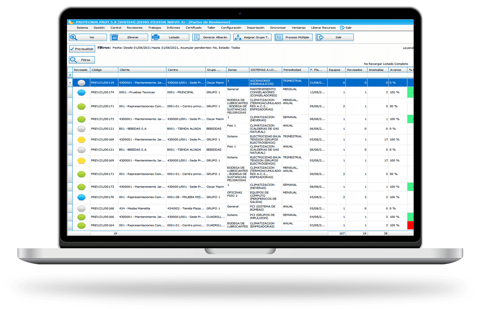 Software de gestión de mantenimientos preventivos y correctivos